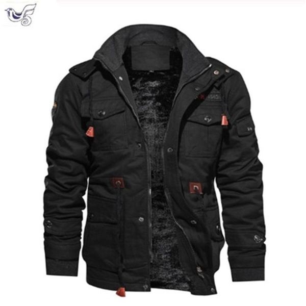 

men's jackets 2021 fleece jacket male winter military men thermal parkas casual hooded coats thick warm cotton-padded army pilot, Black;brown