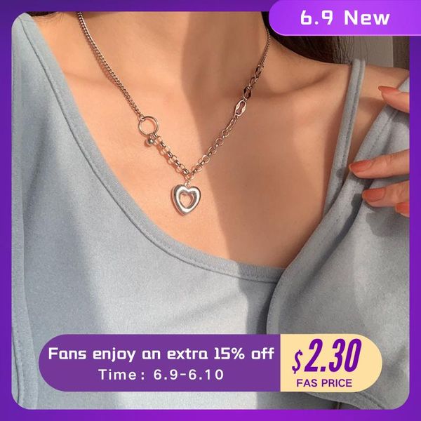 

chains 925 sterling silver hollow heart necklace for women geometric party jewelry gifts 2021