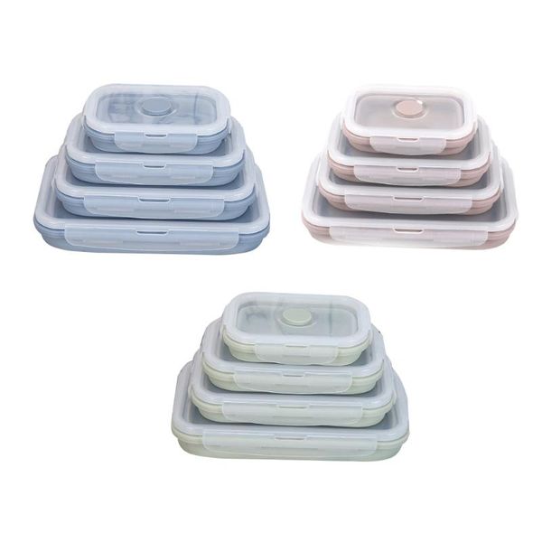 

dinnerware sets 4pcs silicone collapsible lunch box storage container bento microwavable portable for picnic camping outdoor