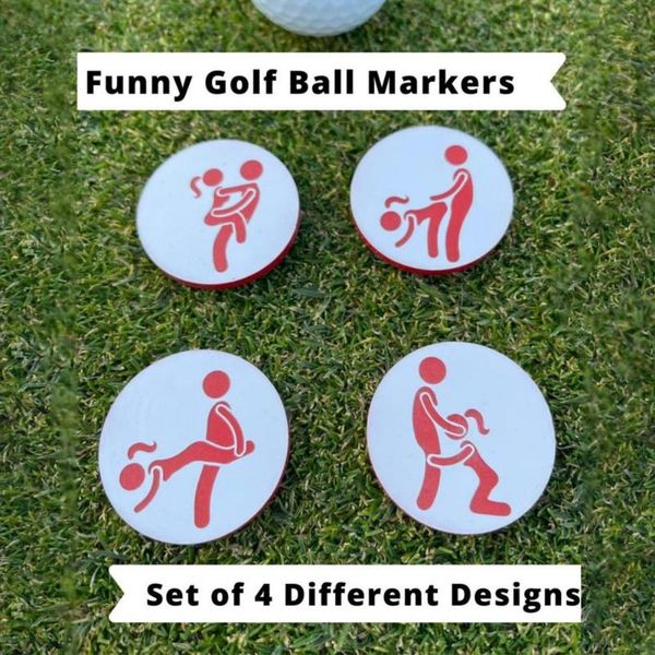 

golf training aids 4pcs/set markers round shape innovative printed pattern wood perfect match position marks ornamnet for outdoor