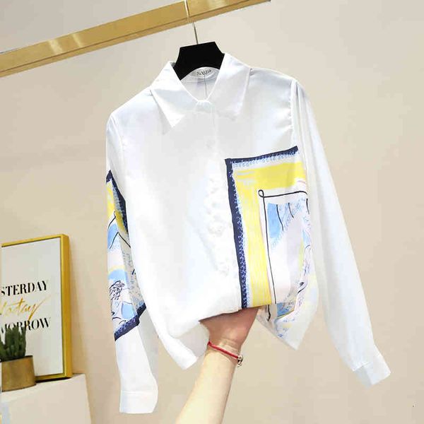 

shirt fashion white mujer spring ladies lapel up long sleeve women camisas