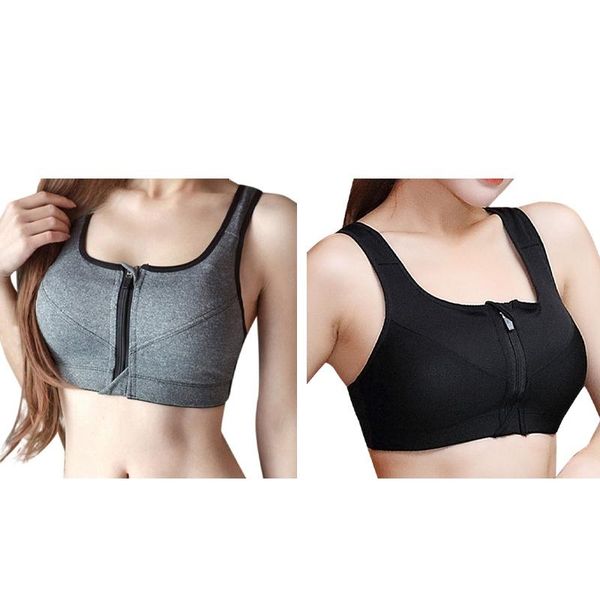 

yoga outfit sports bra crop women fitness vest feminine front zipper push up