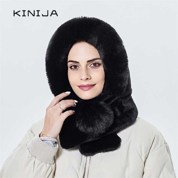 Mink Chapéu De Peles Chapéu De Inverno Mulheres Engrossar Boné Quente Boleteira Menina Ao Ar Livre Esqui À Prova de Vento Gorro Rússia Proteção Fluffy Goanies 211119