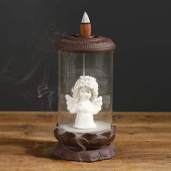 

fragrance lamps european angel backflow incense burner ceramic acrylic windscreen for home decor living room cone base gift