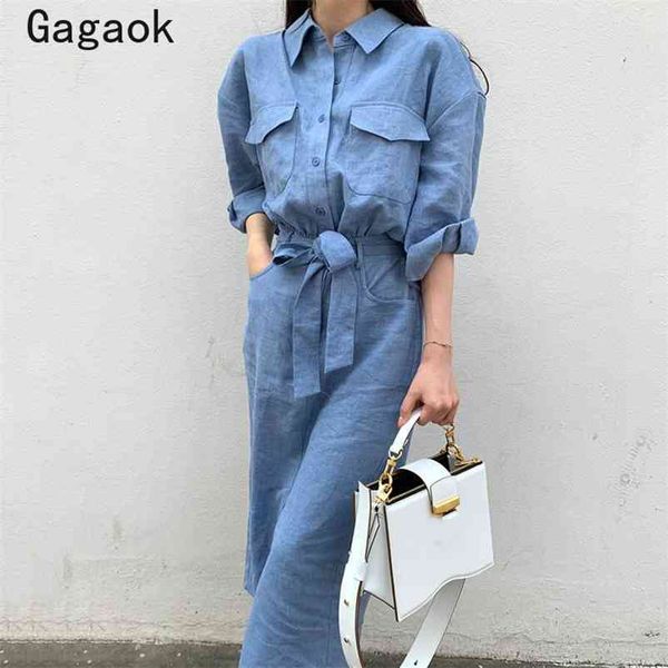 

women dress spring autumn solid a-line empire sashes midi dresses korean chic fashion wild vestido feminino 210531, Black;gray