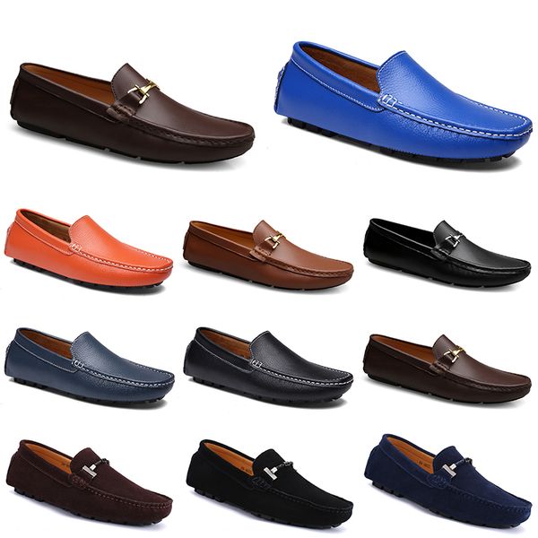 

leathers doudou men casual driving shoes breathable soft sole light tan black navy white blue silver yellow grey footwear all-match outdoor