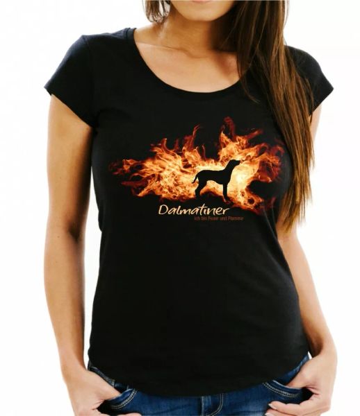 

ladies t-shirt dalmatian fire and flame by siviwonder dog motif, White;black