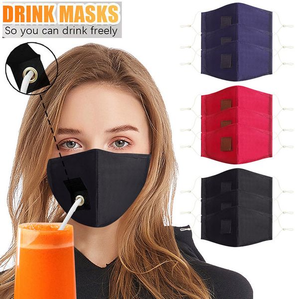 

cotton 2021 mask with straw hole washable dust cloth