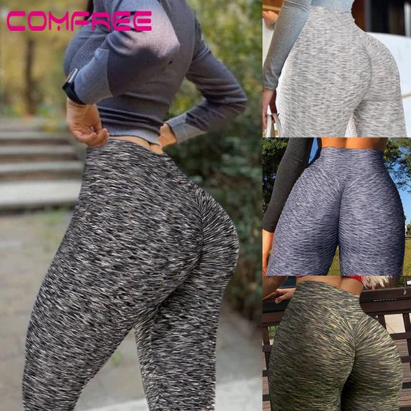 

yoga outfit pants high waist ruched bulifting sport tummy control workout leggings textured booty tights gym fitness leggins