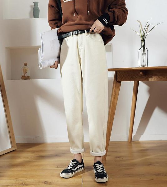 

women's jeans winter scratched for women high waist straight mom spring 2021 denim streetwear pants beige, Blue