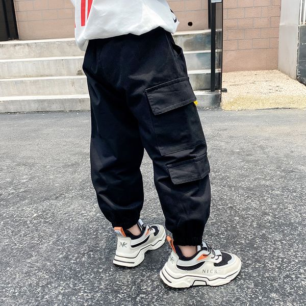 

solid casual boys cargo pants 0-9 years old childrens trousers spring and autumn elastic waist mid baby kids clothes for boy, Blue