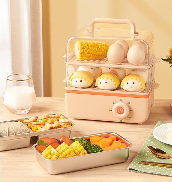 

egg boilers 220v lunch box with heating home mini portable boiler kitchen food steamer multicooker 2 layers cooking pot machine