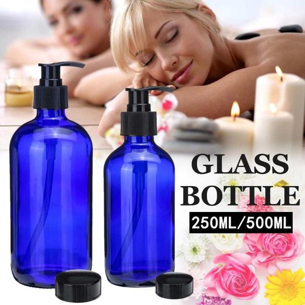 

storage bottles & jars 250/500ml glass large empty amber spray pressed pump bottle for soap shower home household travel