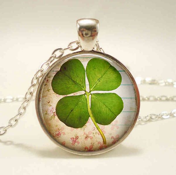 

new clover new time glass pendant necklace jewelry, Silver