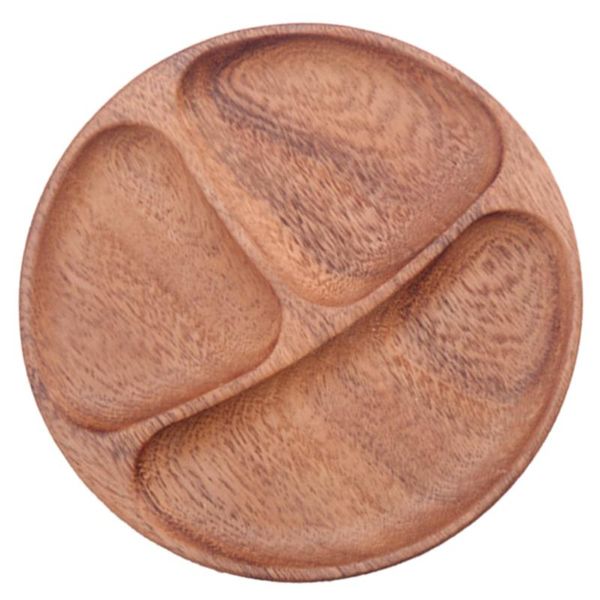 

dishes & plates 1pc wooden divided plate on diet dining luncheon (assorted color)