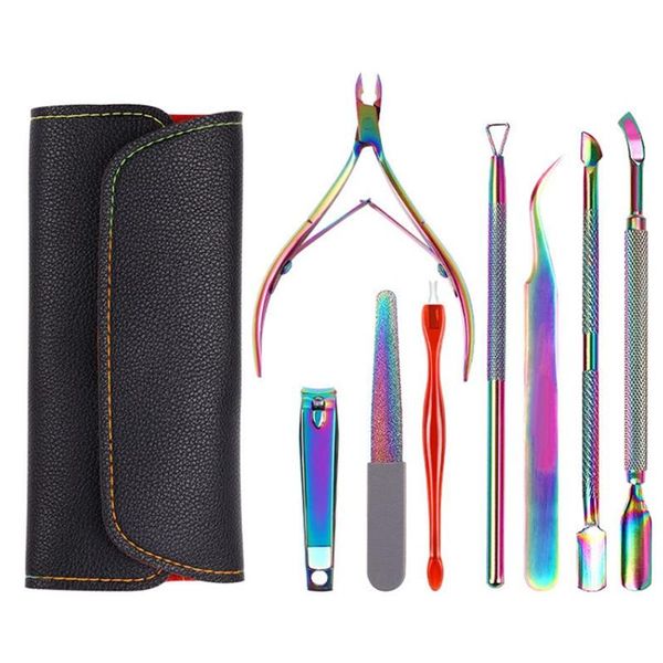 

nail art kits 8 pcs manicure clipper set color titanium household clippers tool pedicure scissor