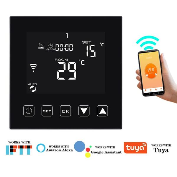 

smart home control 16a wifi thermostat 90-240v ac electric floor heating touch temperature controller tuya app remote