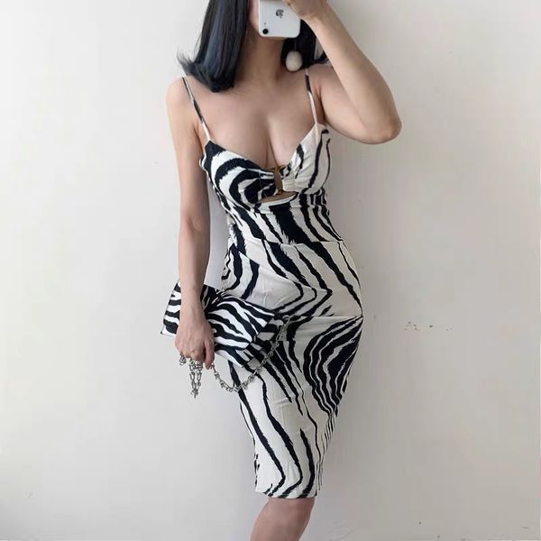 

xibani sleeveless zebra women midi kenee length dress strap bodycon streetwear party 2021 summer clothes outfit clubwearswimwear bathin, Black;gray