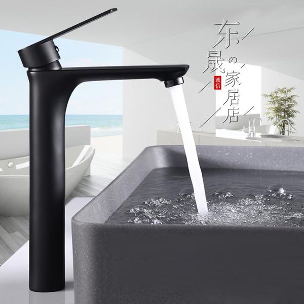 

black matte paint copper and cold washbasin faucet counter basin heightened basin faucet
