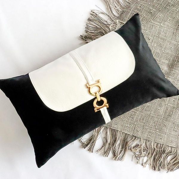 

cushion/decorative pillow lan jingze black white cushion cover pu leather velvet home decor living room car 30x50cm/45x45cm/