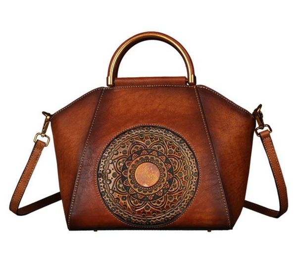 

evening bags 2021 ins retro women handbag handmade genuine leather messenger shell totes geometric cowhide shoulder&crossbody