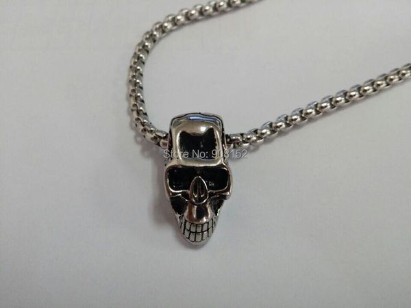 

+quality 316l stainless steel skull pendant necklace, rock punk style titanium skeleton necklace necklaces, Silver