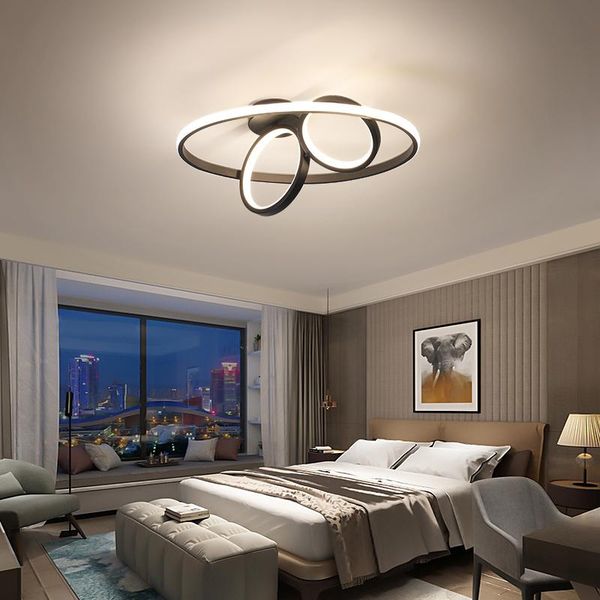 

ceiling lights modern circle ring led lamp black lustre chandelier lighting fixtures decor for bedroom kitchen study indoor