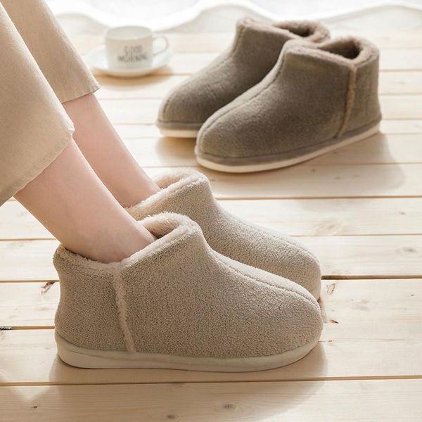 

slippers winter warm women men high non-slip plush casual shoes memory foam couples home bedroom boys girl fur slides, Black