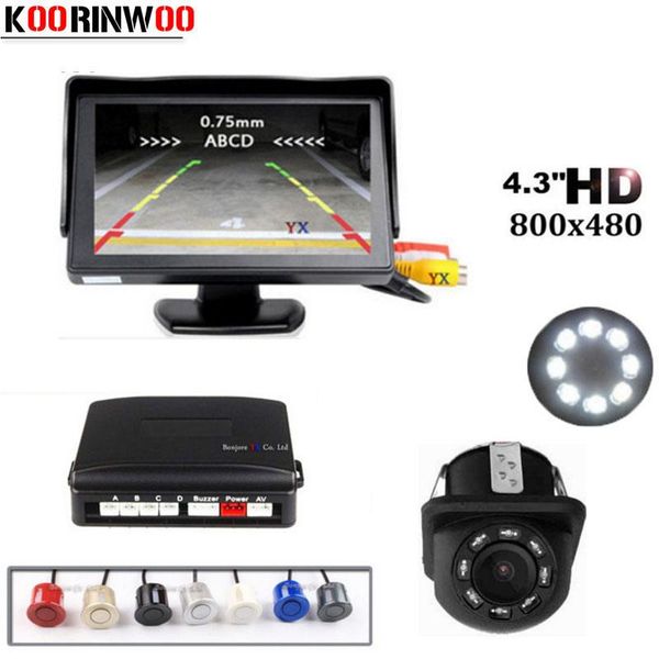 

car rear view cameras& parking sensors koorinwoo parktronic video system sensor 4 probes camera 4.3 inch monitor digital display detector