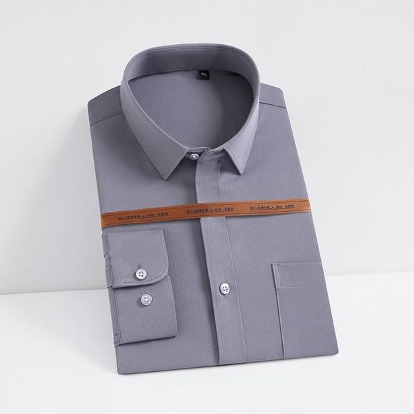 

men's dress shirts 2021 shirt formal elastic pure color long slim fit office wear comfortable soft for men clothes, White;black