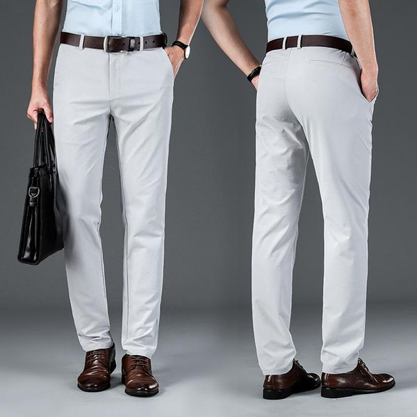 

men's pants 5 colors spring and summer thin casual business fashion straight stretch khaki trousers male brand black light gray
