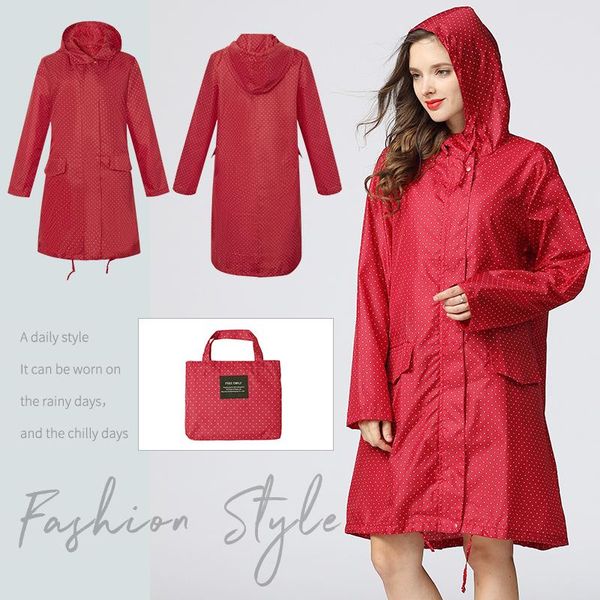 

raincoats fashion rain cover women waterproof windproof hood long raincoat with sleeves and pocket