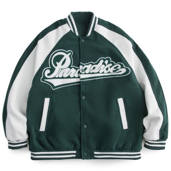

men's jackets hip hop baseball jacket men streetwear letter flocking color matching cotton loose coat autumn outwear varsity, Black;brown