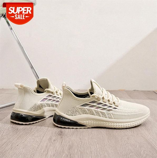 

flying knit men's casual shoes round toe lace-up sports single running #ny8y