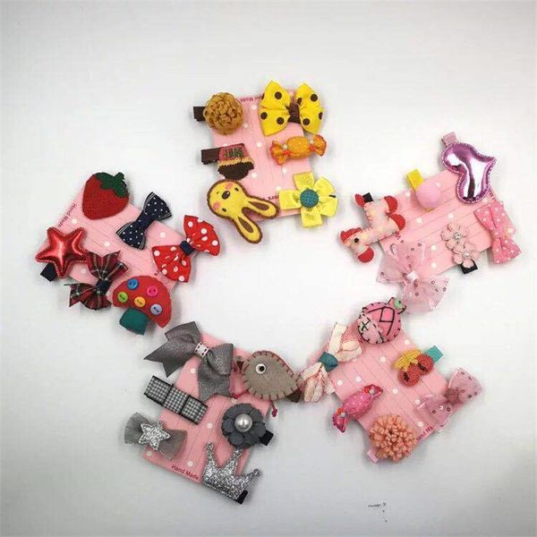 6 Pz/set Tornante Nuovi Bambini Bambini Clip di Capelli Arco Fiore Mini Barrettes Star Ragazze Copricapi All'ingrosso C3