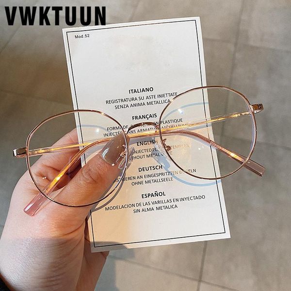 

anti blue light ray glasses women round frames women's optical prescription metal eye fashion sunglasses, Black