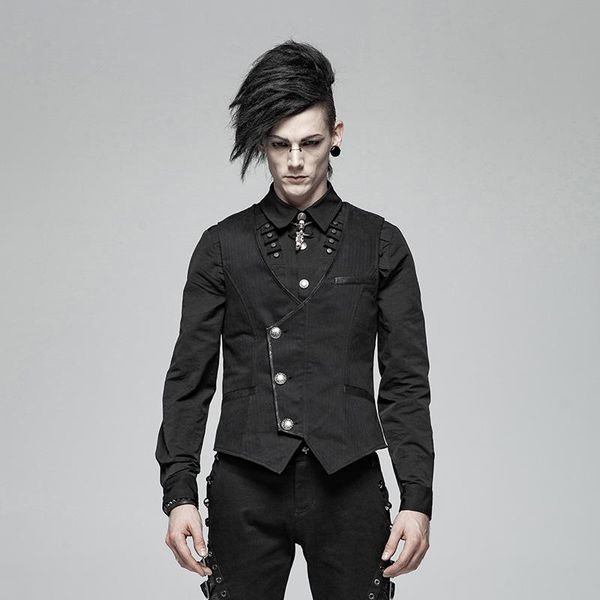 

men's vests punkrave steampunk vest classic style simple fashion handsome party stage performance waistcoat, Black;white
