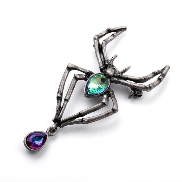 

pins, brooches fashion black spider unique alloy retro trendy jewelry rhinestone brooch pin banquet hat scarf pins, Gray