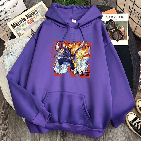 

my hero college todoroki s men's hoodie, round neck, loose casual wear, new fashion, Black