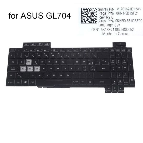 

swiss light backlit keyboard for asus gl704 rog strix scar ii gl704gv gl704gm gl704gw sw qwertz lap keyboards 0kn1 5b1sf21 lapreplac