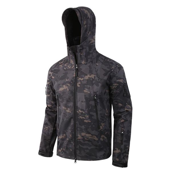 

men's jackets brand autumn military camouflage fleece jacket hooded tactical men clothing outdoor coat male winter windbreakers my342, Black;brown