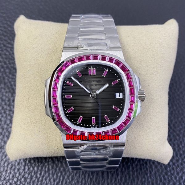 

pff watches 5711/112p-001 nautilus custom ruby cal.324 automatic mens watch black dial stainless steel bracelet gents sports wristwatches, Slivery;brown