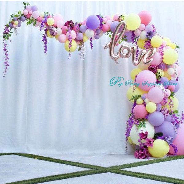 

balloons garland arch kit pastel macaron balloons purple pink yellow white wedding birthday baby shower party decoration