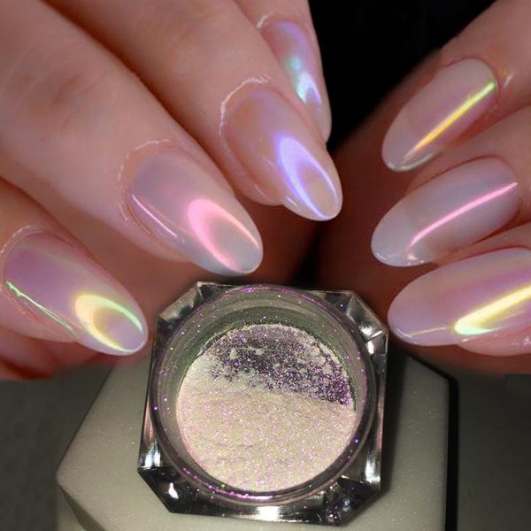 

nail glitter aurora powder pearl mermaid neon chrome magic dust friction iridescent effect gel polish accessories nl354, Silver;gold