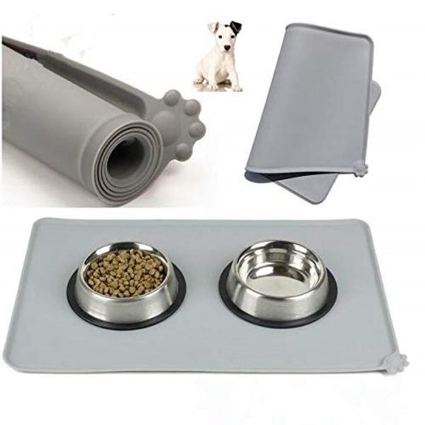 Impermeável Pet Esteira Para Cão Gato Sólido Cor Silicone Pad Tigela Beber Mat Alimentação Placemat Fácil Lavagem