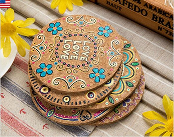 

mats & pads 2021 boho style cork wood cup mat drink tea coffee table decor bottle tableware kitchen home decoration accessories