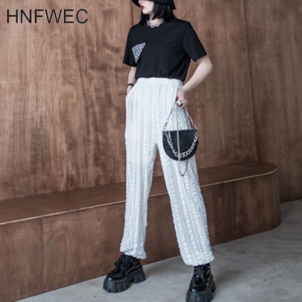 

women's pants & capris high elastic waist black flash perspective trousers loose fit women fashion tide spring autumn 2021 t450, Black;white