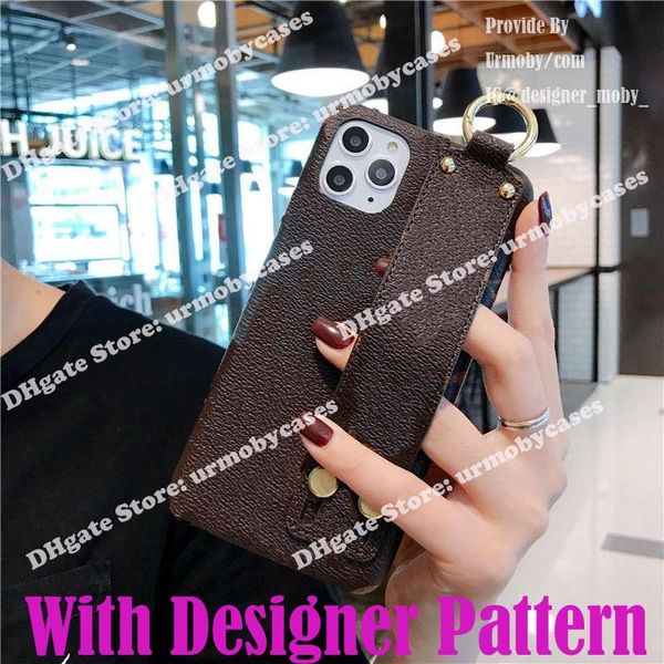 

luxury designer phone cases for iphone 12 pro max 11 xs xr 8plus with wrist strap fashion pu leather mobilephone cover