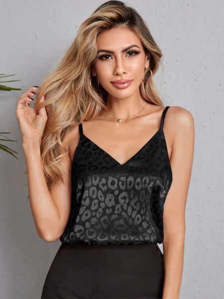 

leopard jacquard satin cami c1vw#, White