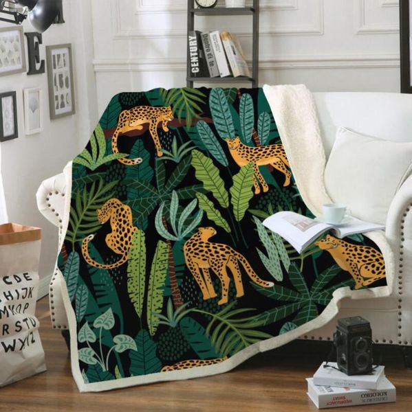 

jungle leopard 3d printed sherpa blanket couch quilt cover travel bedding velvet plush throw fleece bedspread blankets